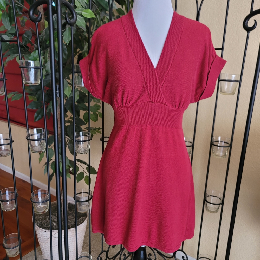Express Vibrant Red Knit Tunic Dress